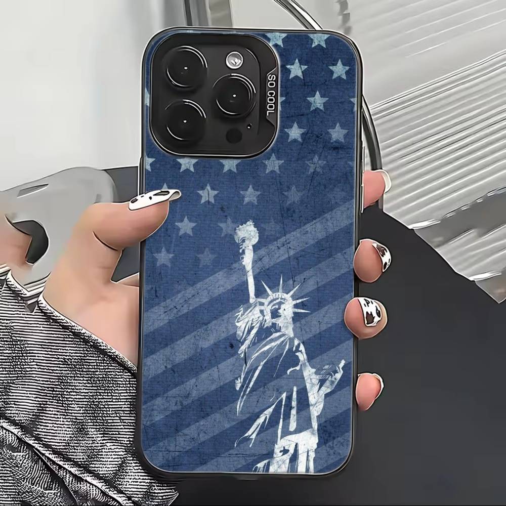 USA A-America Flag Phone Case For iPhone 17,16,15,14,13,12,11 Plus,Pro Max,XS,Colorful Silver Black Cover