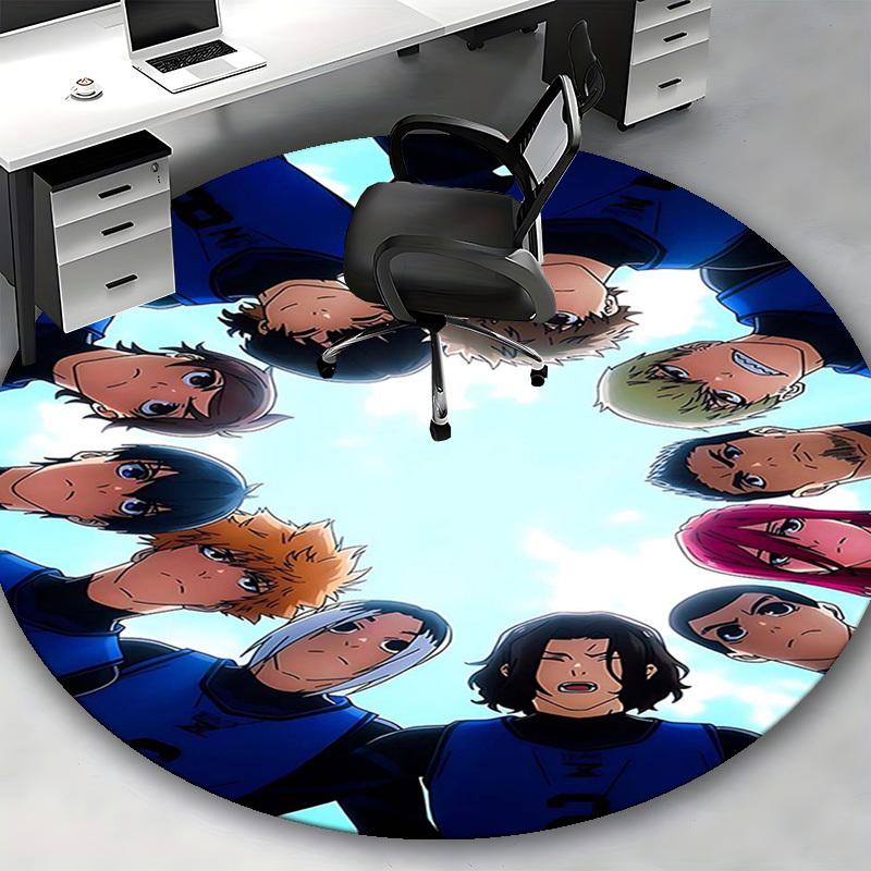 1 Stück Haikyuu Karasuno High Volleyball Team Runder Teppich, Bürostuhlmatte, Rutschfester Teppich, Saisonales Geschenk, Geeignet für Heimdekoration, Wohnzimmer