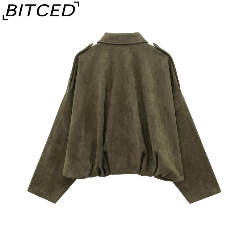 BITCED Women's Pre-Spring Fashion Suede-Effect Pilot Jacket