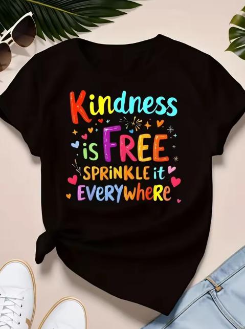 Women Funny Daycare Provider Graphic T Shirt Rainbow Color Letter Handprint Print Round Neck Short Sleeve Casual Childcare Staff Gift Tee