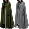 Winter Women Cloak Thickened Loose Warm Windproof Lengthened Medieval Style Single Button Closure