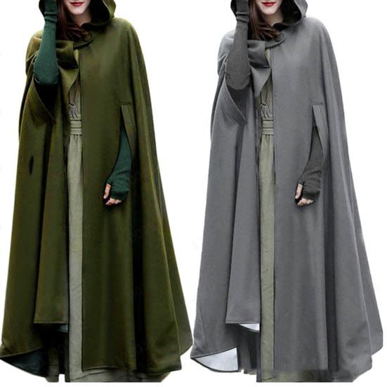 Winter Women Cloak Thickened Loose Warm Windproof Lengthened Medieval Style Single Button Closure