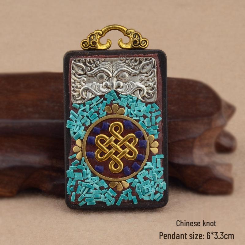 Ebony Tangka Necklace with Ethnic Na Fu Pendant - Buddha Amulet for Men & Women