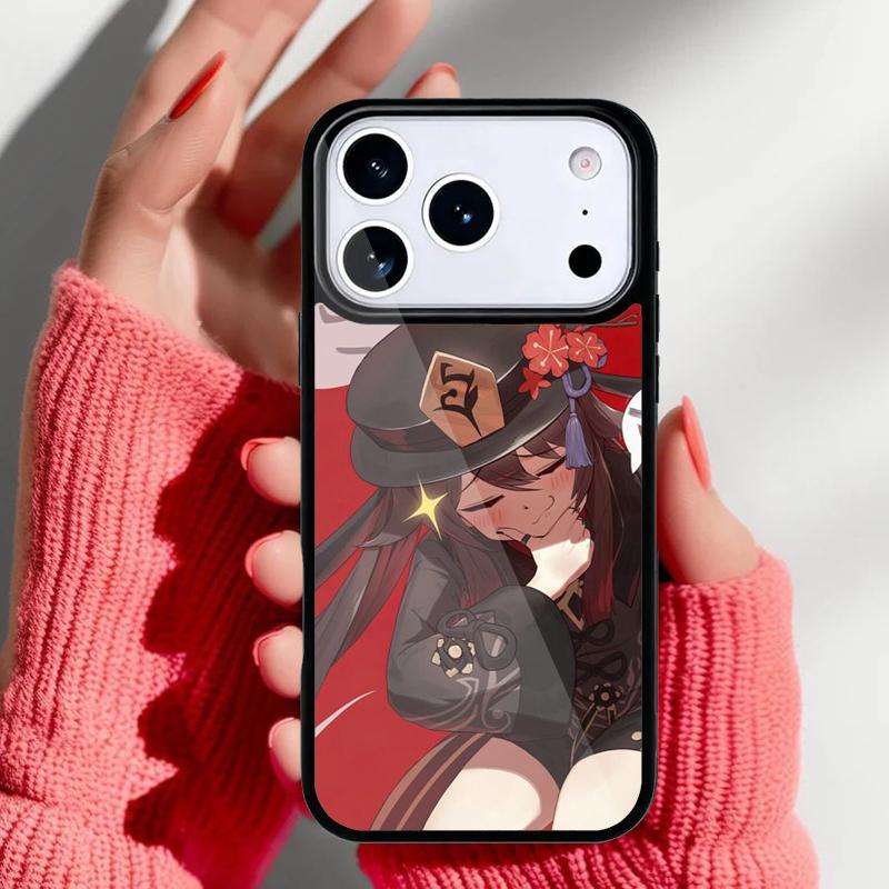 Cartoon Hu Tao Genshin Impact Phone Case for iPhone 17 16 15 14 13 Pro Max Back Cover for 12 11 Pro Coque
