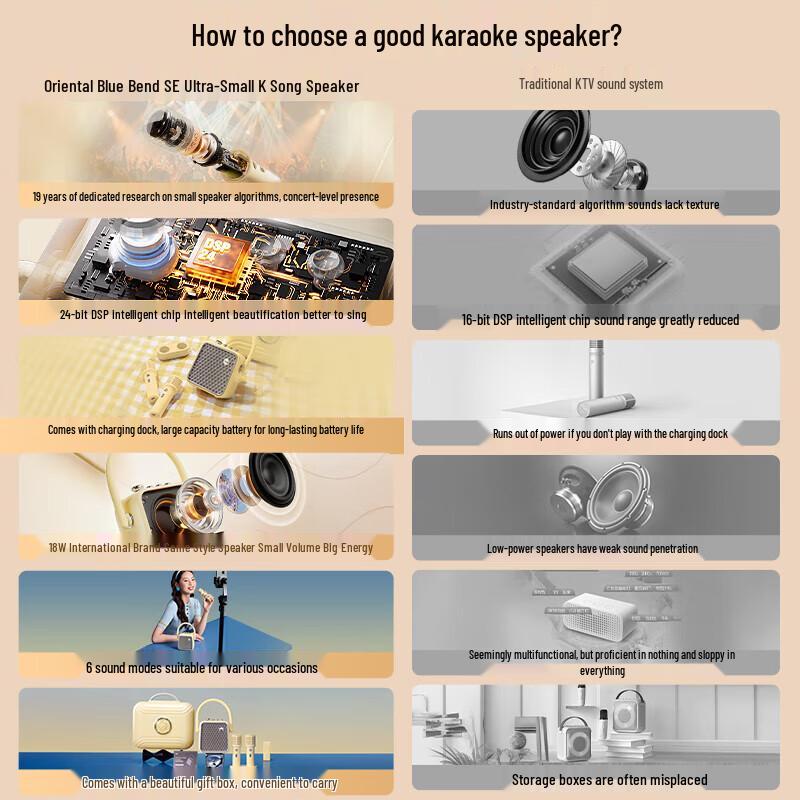 Dianyin Portable Karaoke Speaker with Dual Microphones