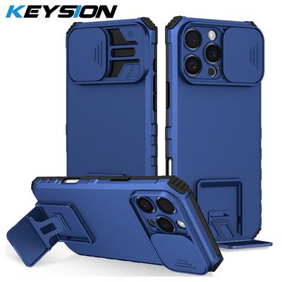 KEYSION Stoßfestes Panzergehäuse für das iPhone 16 Pro Max Slide-Kameraobjektivschutz Live-Stand-Telefonrückseite für das iPhone 16 Plus