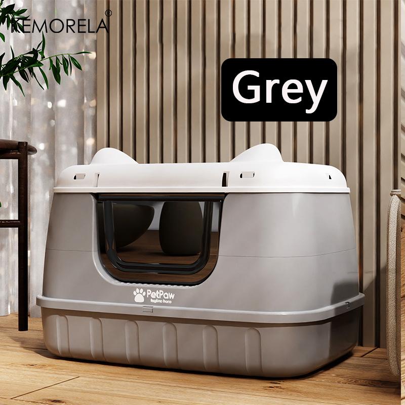 Extra Large Splash-Proof Cat Litter Box High Capacity Semi-Enclosed Design Multiple Colors Available for Cats Pet Supplies