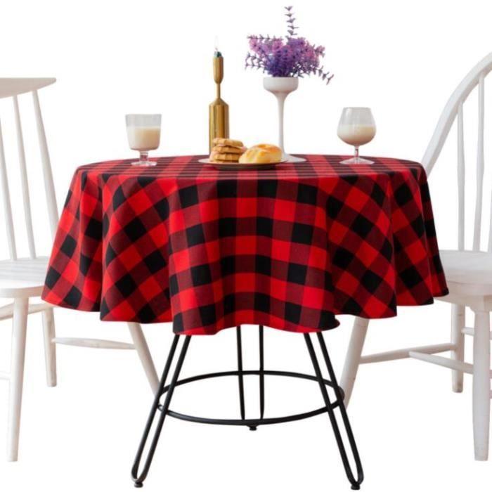 140 cm Rouge Noir diamètre Nappe à carreaux