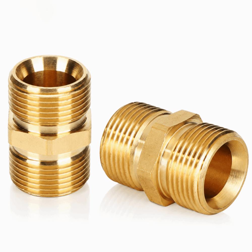 

2pcs Brass Pressure Washer Adapter M22 Metric Thread 14mm Inner Diameter Pressure Washer Hose Coupler Heavy Duty 4350 PSI