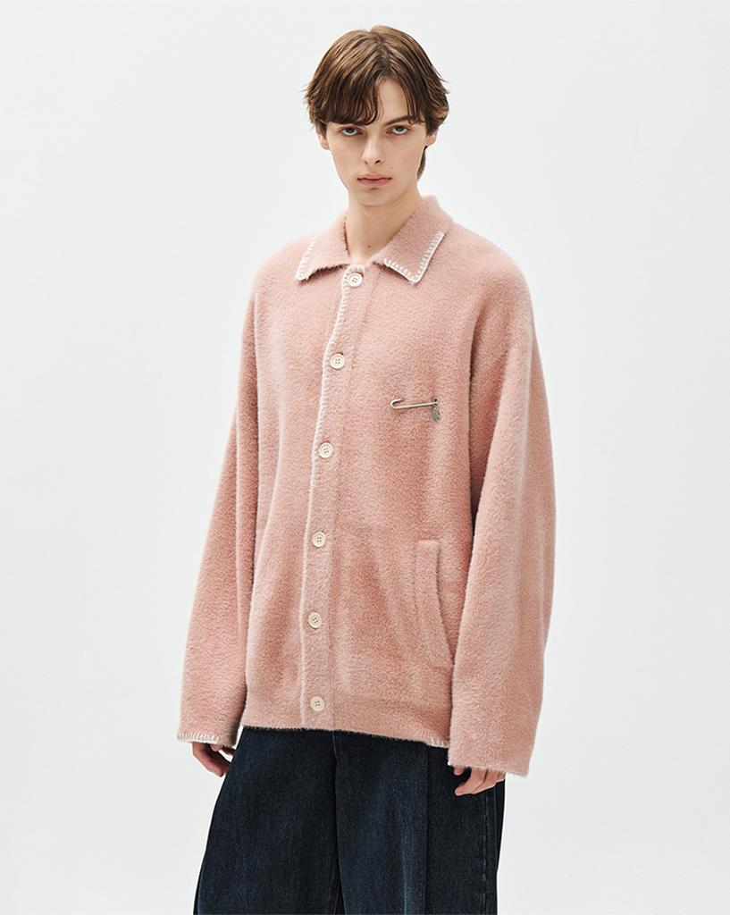 Ziosongzio Semblance Hairy Collar Cardigan Pink Zh5Kt842Pk