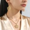 Dawapara Wiccan Pentagram Necklace Earrings Jewelry Set Tree of Life Elements Symbol Protection Amulet Stainless Steel Jewellery