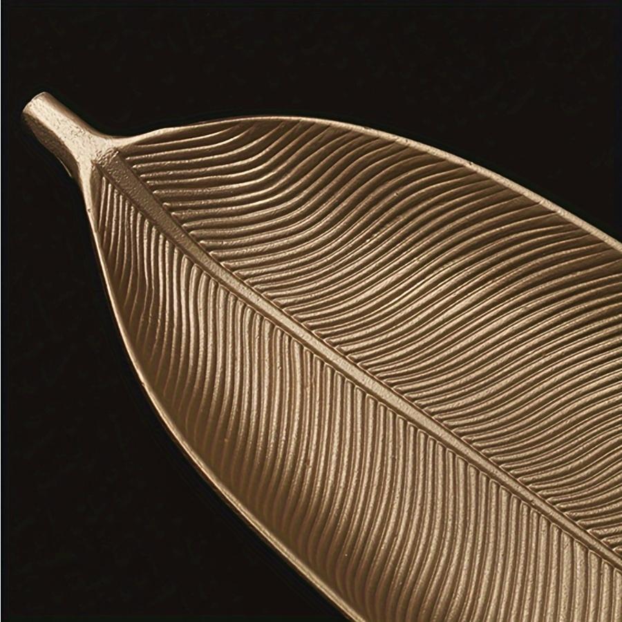Elegant Golden Leaf Decorative Tray  Perfect for Snacks Candy & Home Storage Classic Wooden Design for Living Room & Dining Table