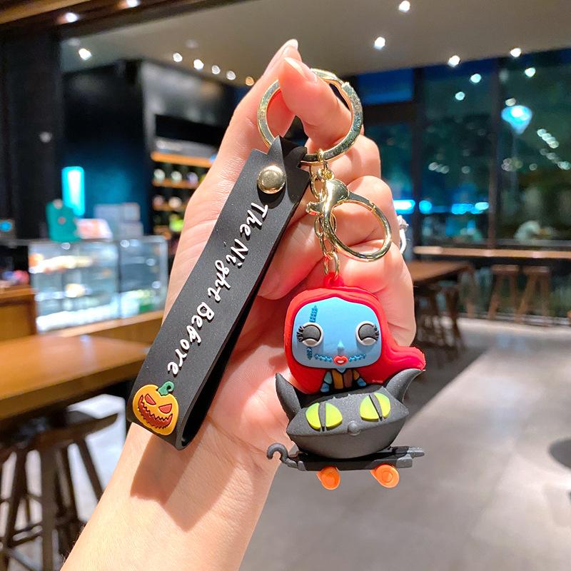 Mahjong Christmas Keychain Cute Couple Night Horror Pendant Decoration Car Key Chain Doll Cartoon Doll