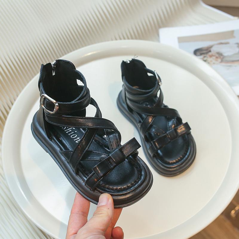 New Sandals Summer Fashion Soft Soled Girls' Shoe Anti Slip Comfort Simple Kid Shoe Temperament Retro Lightweight Roman Shoes