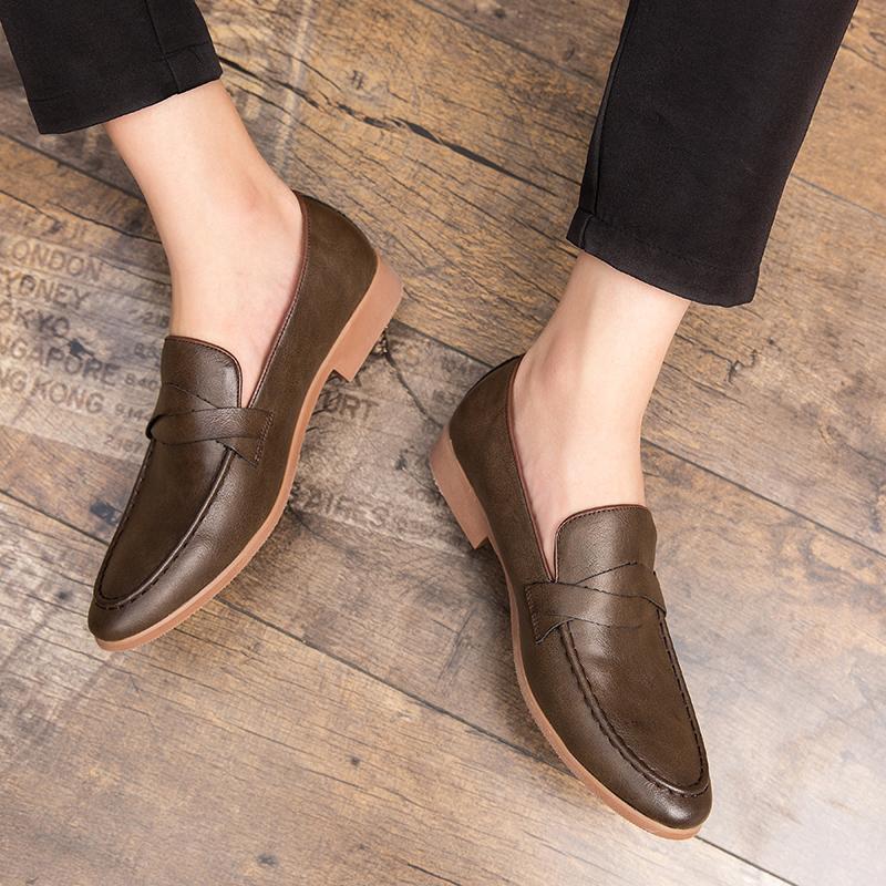 46 47 large size loafers men's new British Korean versi of lazy slip- pointy business formal casual leather shoes