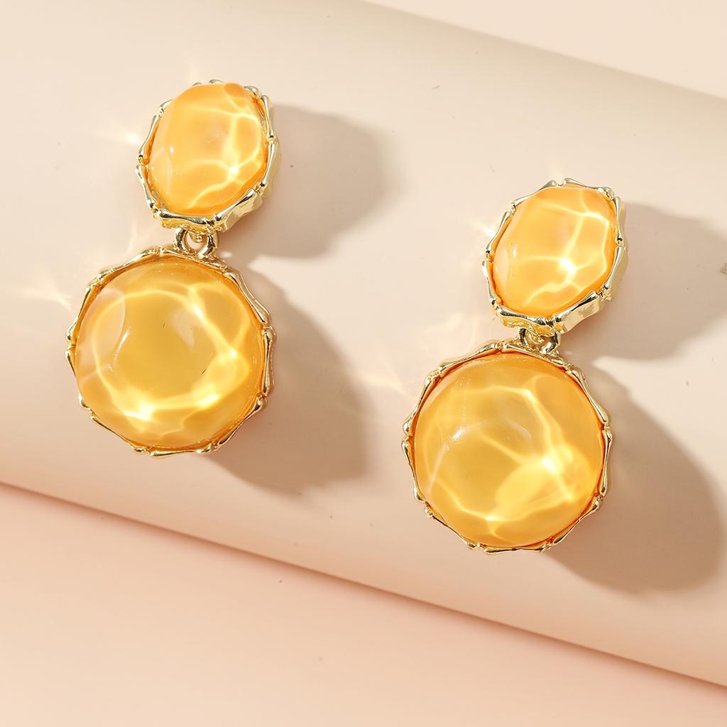 1 Pair of Asymmetrical Light Green Earrings with Creative Water Patterns, Irregular Oval Earrings,  and Fashionable Earrings and Accessories