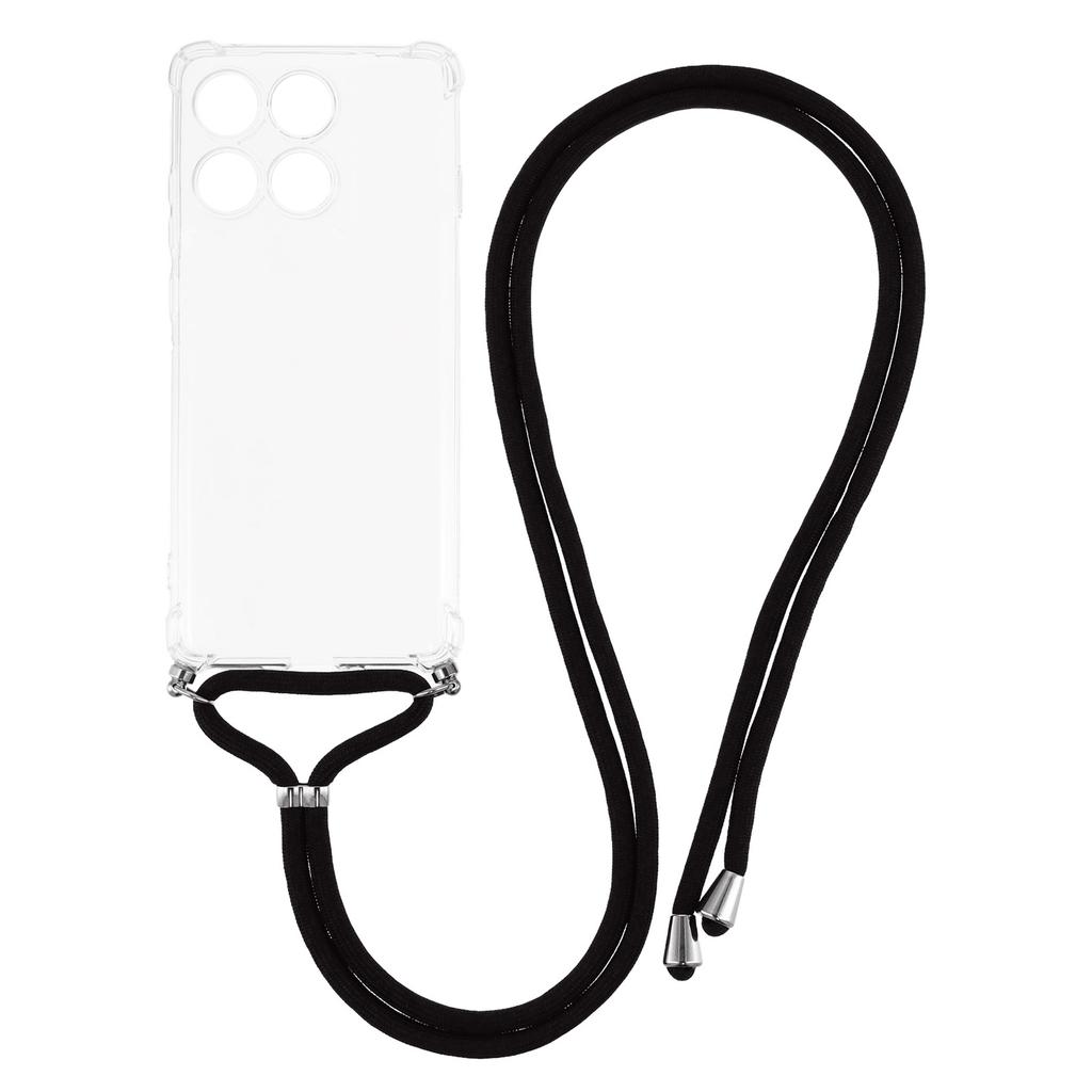 Für Motorola Edge 60 Pro 5G Hülle Verstärkte Ecke TPU Klare Handyhülle mit Lanyard