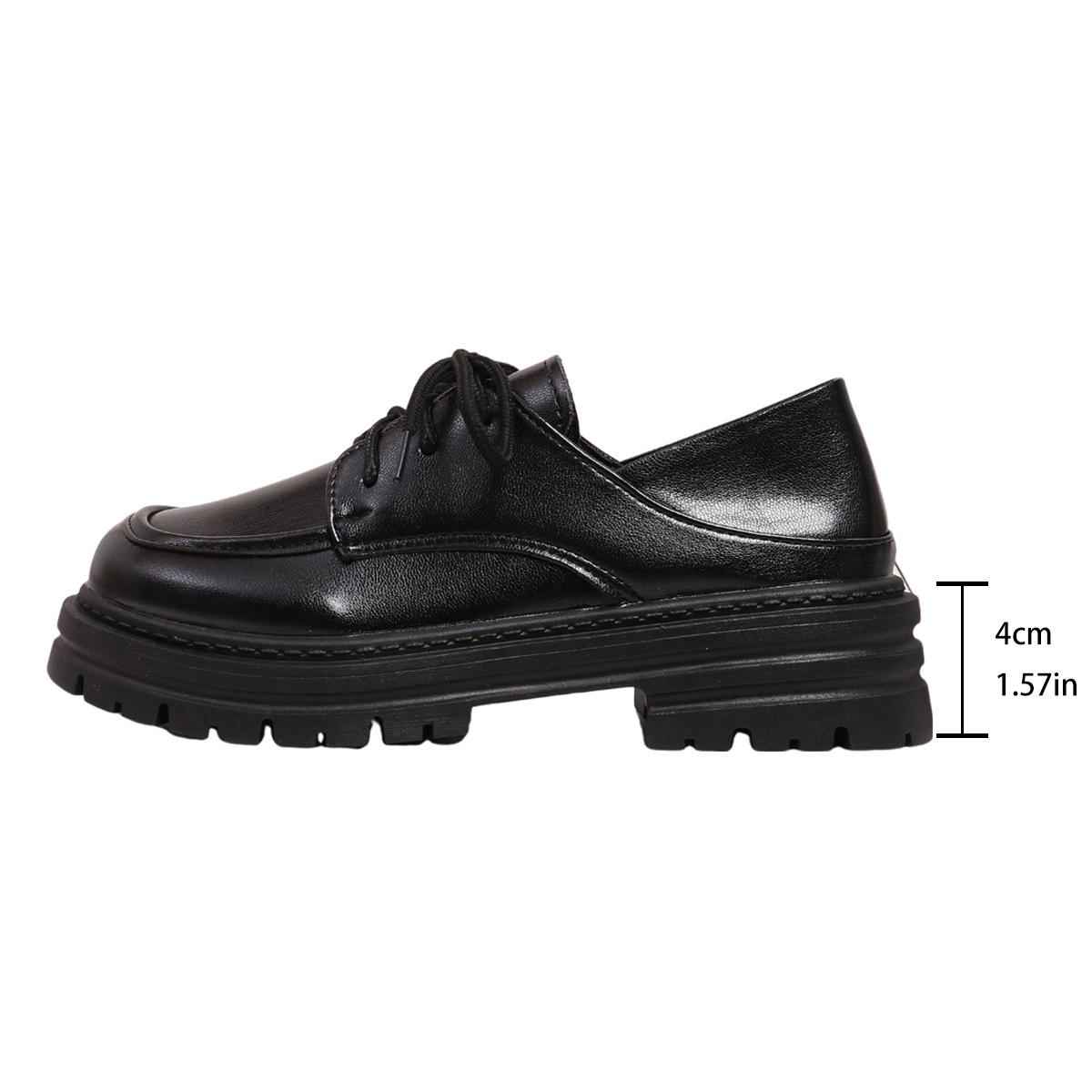 

Лоферы женские 2024 новые женские туфли большого размера на платформе со шнуровкой весна и осень британский стиль маленькие кожаные туфли 35 чёрный