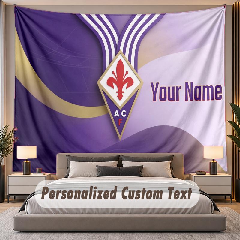 Custom Name Text Tapestry Fiorentina FC Personalized Polyester Wall Tapestry For Bedroom And Room