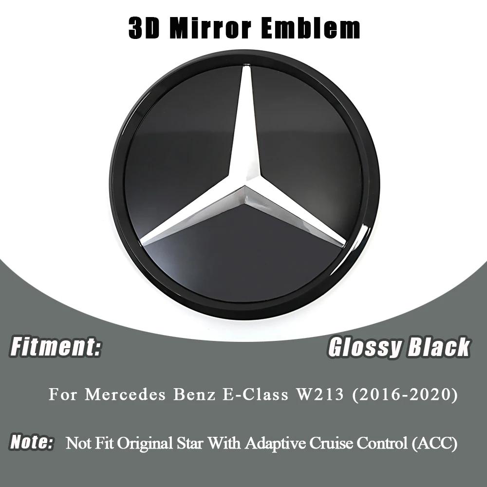 Calandre avant 3D Miroir Étoile Emblème Logo Noir Brillant et Argent Chrome Pour Mercedes Benz Classe E W213 2016-2020 E200 E2