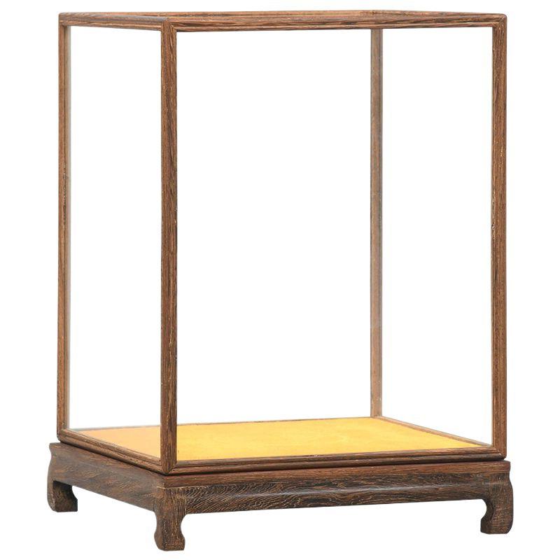 Solid Wood Carved Glass Display Case for Guanyin/Buddha Statue - Dustproof Transparent Cover