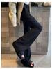 Women's Gray Low-Waist Flare Pants - 2025 Spring Drawstring Casual Slimming Straight Leg Trousers