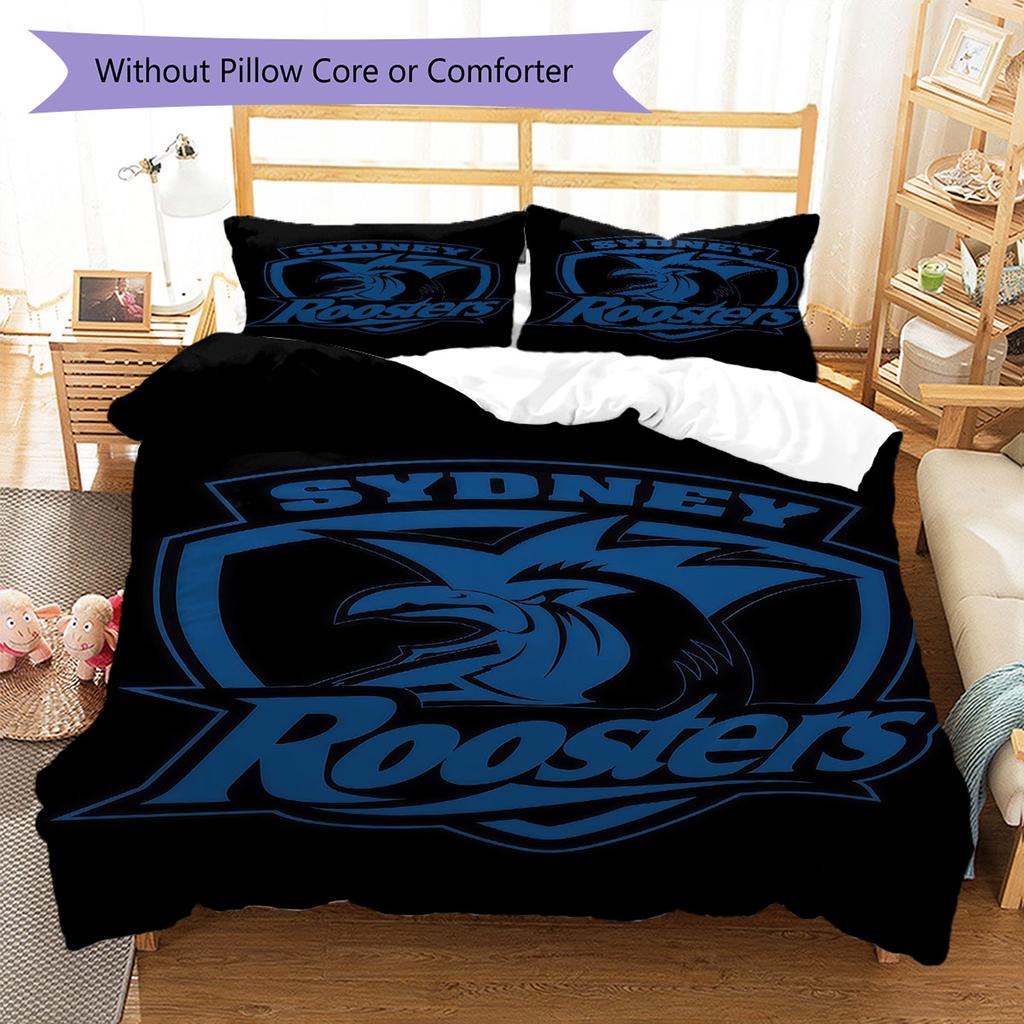 Sydney Roosters Fight Bedding Quilt Set Quilt Cover Pillowcase Home Decoration Birthday Gift (1 * Duvet Cover + 2 * Pillowcase, Without Core)
