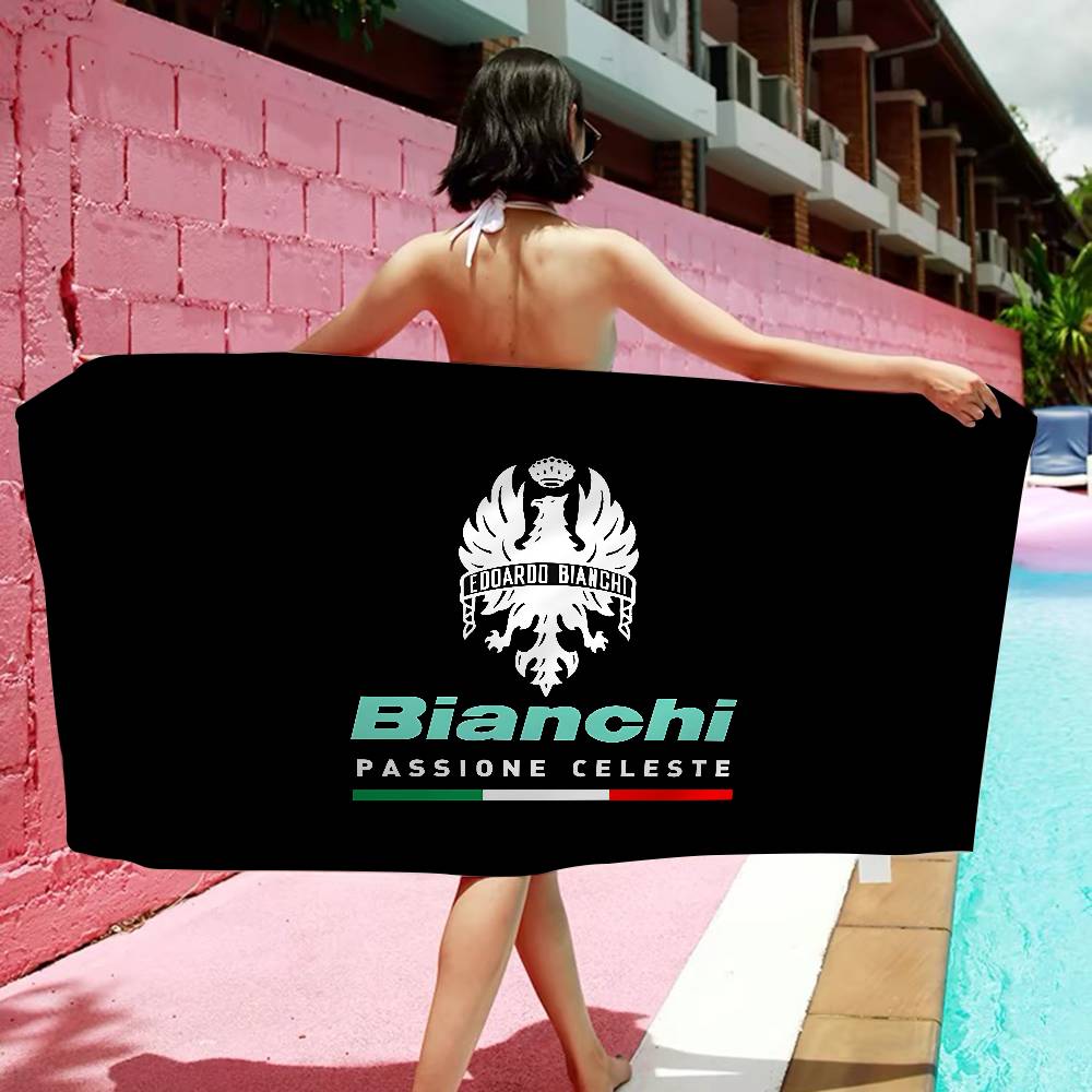 B-bianchi-S Bicycle Logo Microfiber Blanket Quick Drying Beach Towels Oversized Printing Super Absorbent Pool Towel Blanket