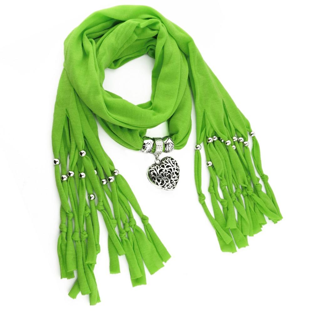 

Новая мода этнический полиэстер полотняного переплетения Tie dye кисточка полая двойной персиковый кулон ювелирные изделия шарф ожерелье женские цветные шарфы 180cmx40cm трава зеленый