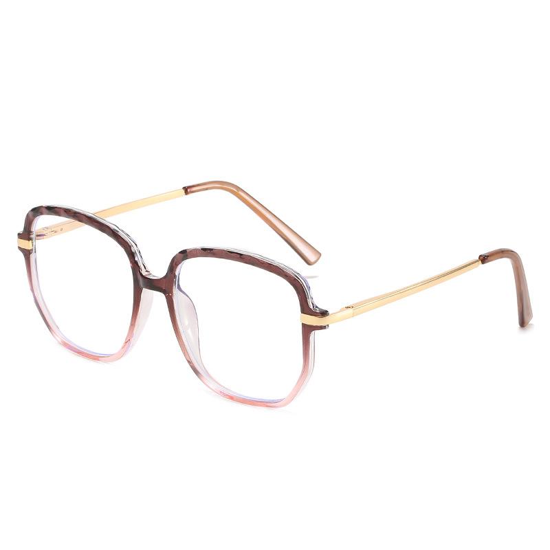 Ochelari de vedere cu lentile plate anti-lumină albastră din TR90, retro cristal, cu brațe metalice multifacetate, cu schimbare graduală de culoare, pentru femei