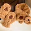Lovely Plush Capybara Cartoon Scarf and Glove Set for Warmth Stylish Winter Wear Handwear and Neck Gaiter for Women Kids