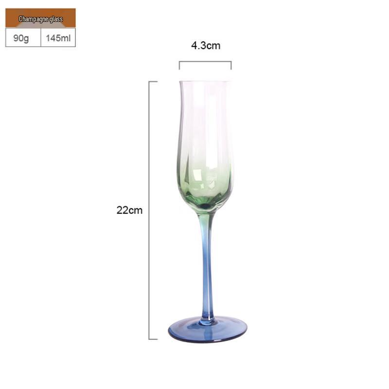 Shangqi Vintage Green Gradient Ribbed Wine Glass