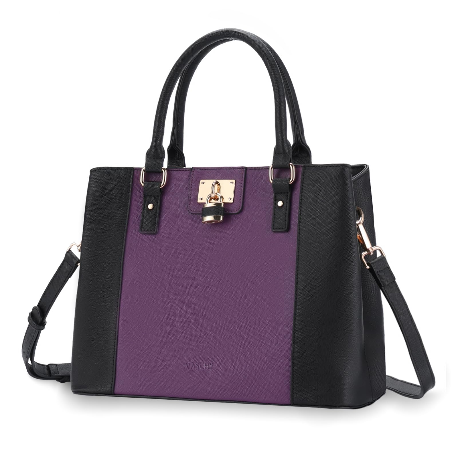 

Сумки для VASCHY тоут бизнес PU плечевая для поездок на работу или черная и фиолетовая женская, сумка, сумка, 3-way, кожа, женская сумка, кроссбоди, сумка,