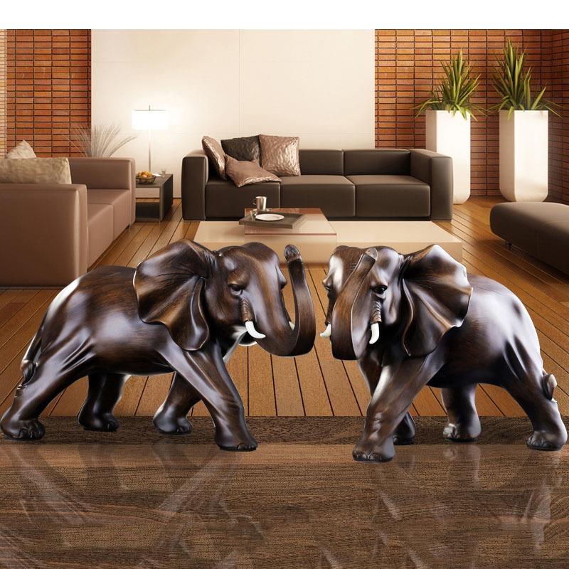 Statua Elefante Finto Legno Resina Artigianato Scultura Animale Decorazione Scrivania Ornamenti Arredamento Soggiorno Decorazioni Casa Moderno