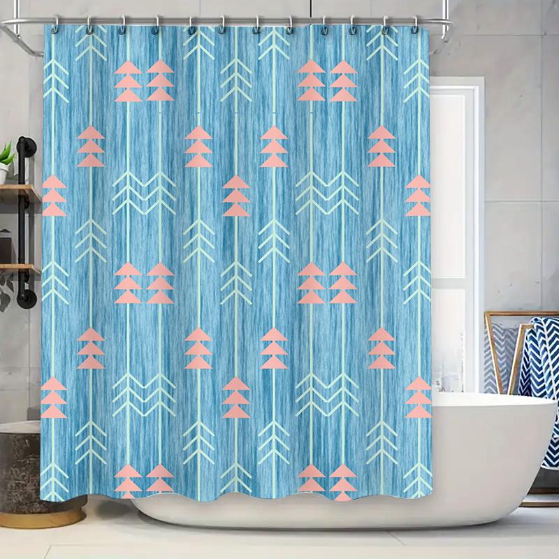 

Woodland Style Shower Curtain Blue Pink Arrow Design For Bathroom Decorations Machine Washable Waterproof Fabric (Based On Commo W60H190(CM)-1 Pcs