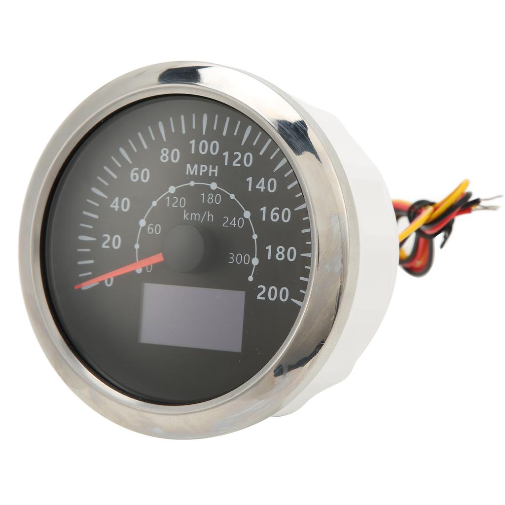 85mm GPS Speedometer 0‑200MPH 0‑300KM H IP67 Waterproof Digital Colorful Backlight Odometer for RV BoatBlack