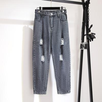 Female Pants Autumn Women Casual Loose Casual Female Hole Jeans Harem Pants Cropped Trousers Plus Size