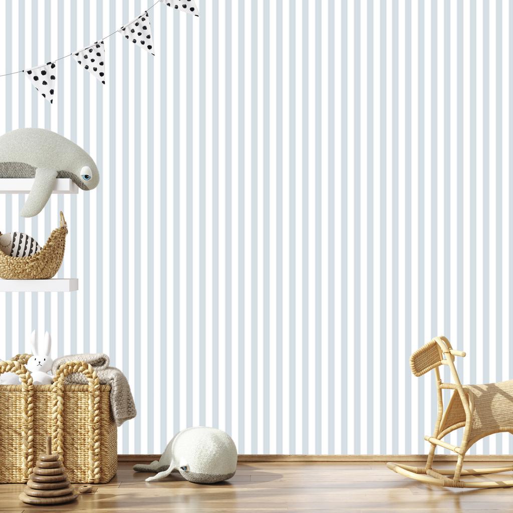 Striped Wallpaper White and Light Gray for Living Room and Bedroom 50x1000