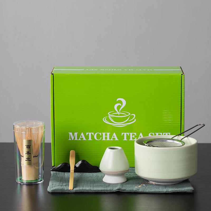 New arrived Matcha tea set Straight bowl matcha scoop ceramic tea bowl coffee tools set japanese tea accessories