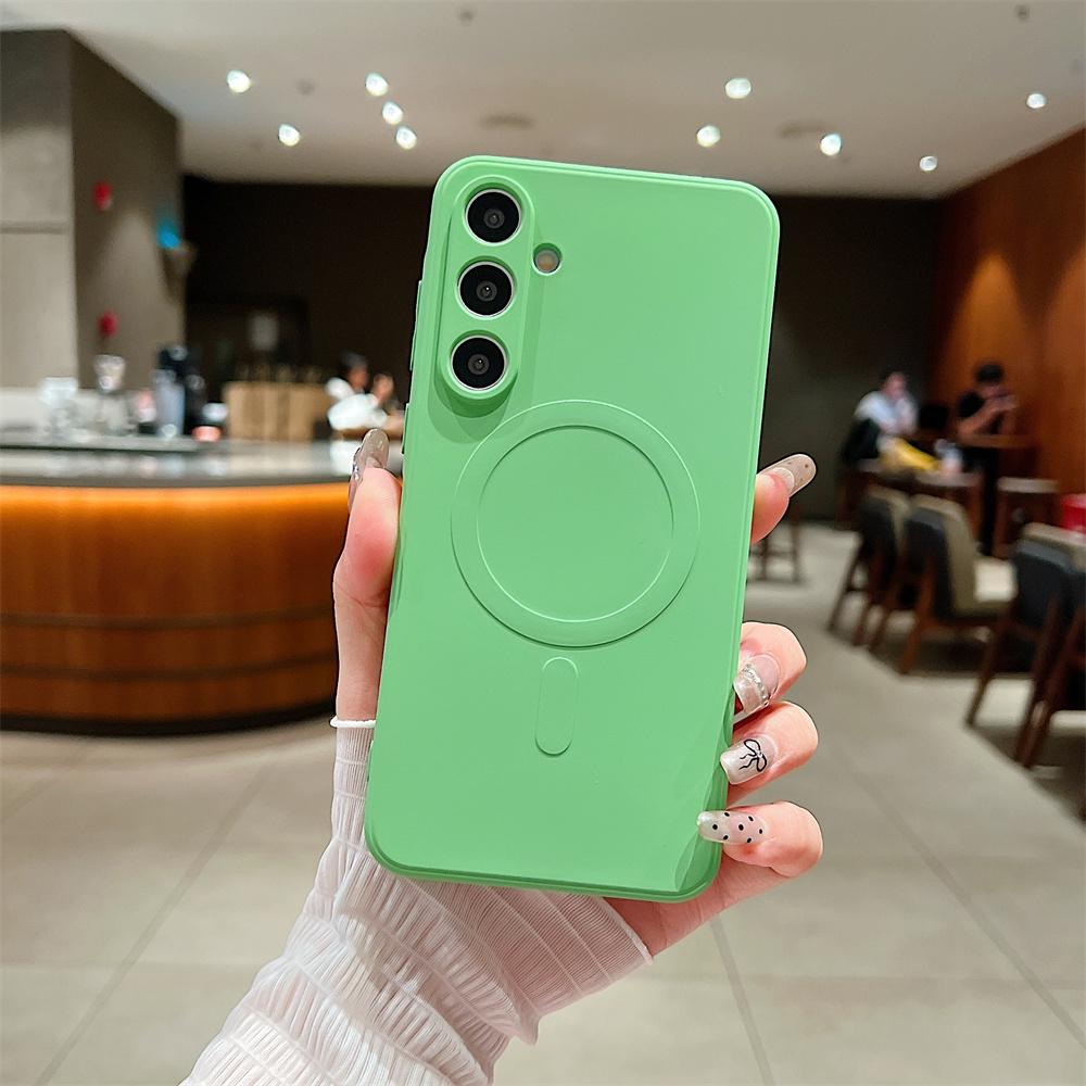 Fashion Colorful Silicone Magnetic Phone Case for Samsung Galaxy A57 A37 A27 A17 A07 A56 A16 A36 A26 A55 A35 A15 Wireless Charge Camera Protect Cover