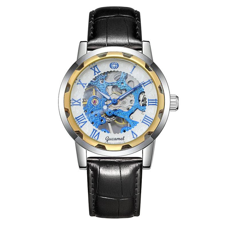 Top Brand New Fashion Watch Steel Band Hollow Gold Manual Mechanical Waterproof Luminous Watch