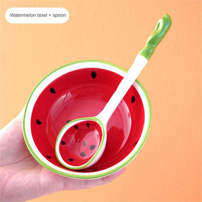 Kitchen Set Set Wear-resistant Ceramic Bowl Household Creative Strawberry Watermelon Bowl Household Products Highest Evaluation