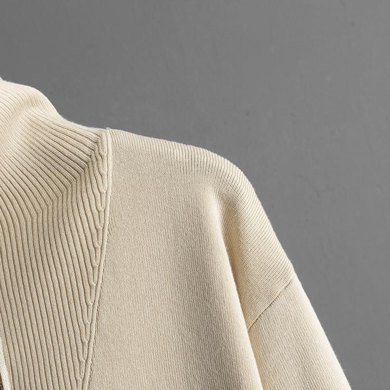 Autumn And Winter Solid Color Collar Half Zipper Knitted Top Elegant Bag Skirt Fashion Two Piece Set