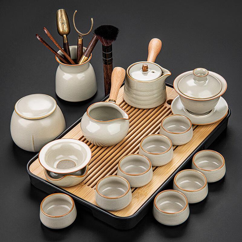 Lainuo Yellow Ru Kiln Elegant Tea Set with Side Handle Pot