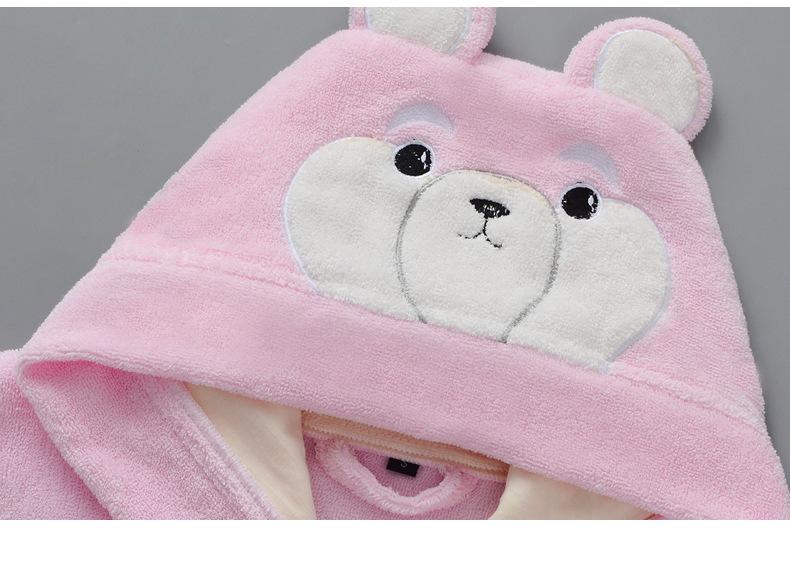 Children's Warm Cotton Cartoon Hooded Bathrobe - Absorbent Towel Material for Boys & Girls, Ideal for Autumn/Winter Swimming or Sleepwear.