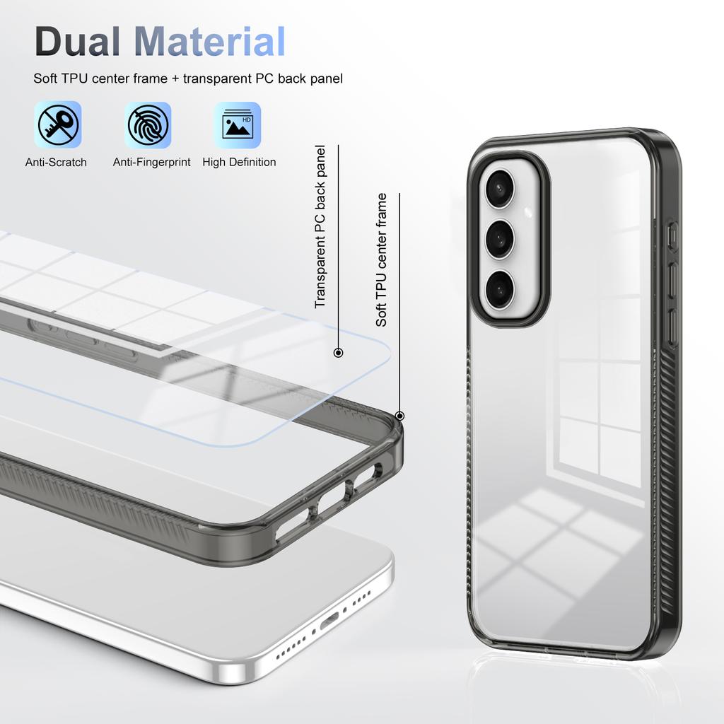 For Samsung Galaxy S24 FE Clear Phone Case TPU+PC Anti-Slip Drop-Proof Back Cover