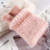 1 Pair Winter Ladies Gloves Half-finger Thick Plush Knitted Stretchy Touchscreen Wrist Protection Keep Warm Office Typing Student Writing Gloves