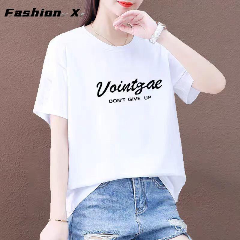 Summer Cotton Short-sleeved T-shirt Women