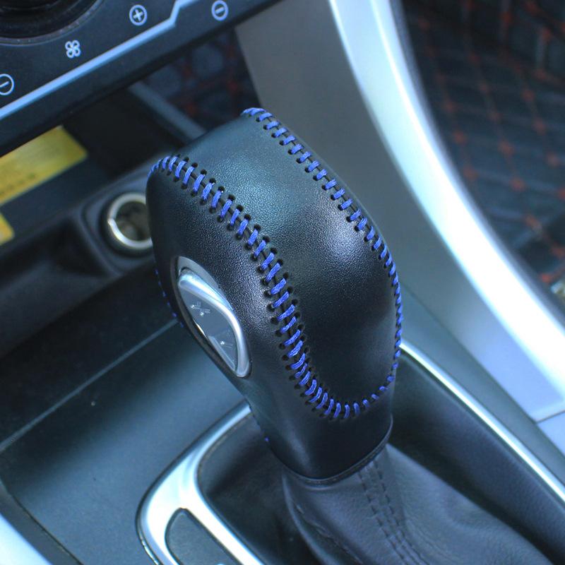 Car Gear Shift Knob Cover For Ford Mondeo Escape Kuga Ecosport Edge Focus Escort Leather Gearbox Shift Knob