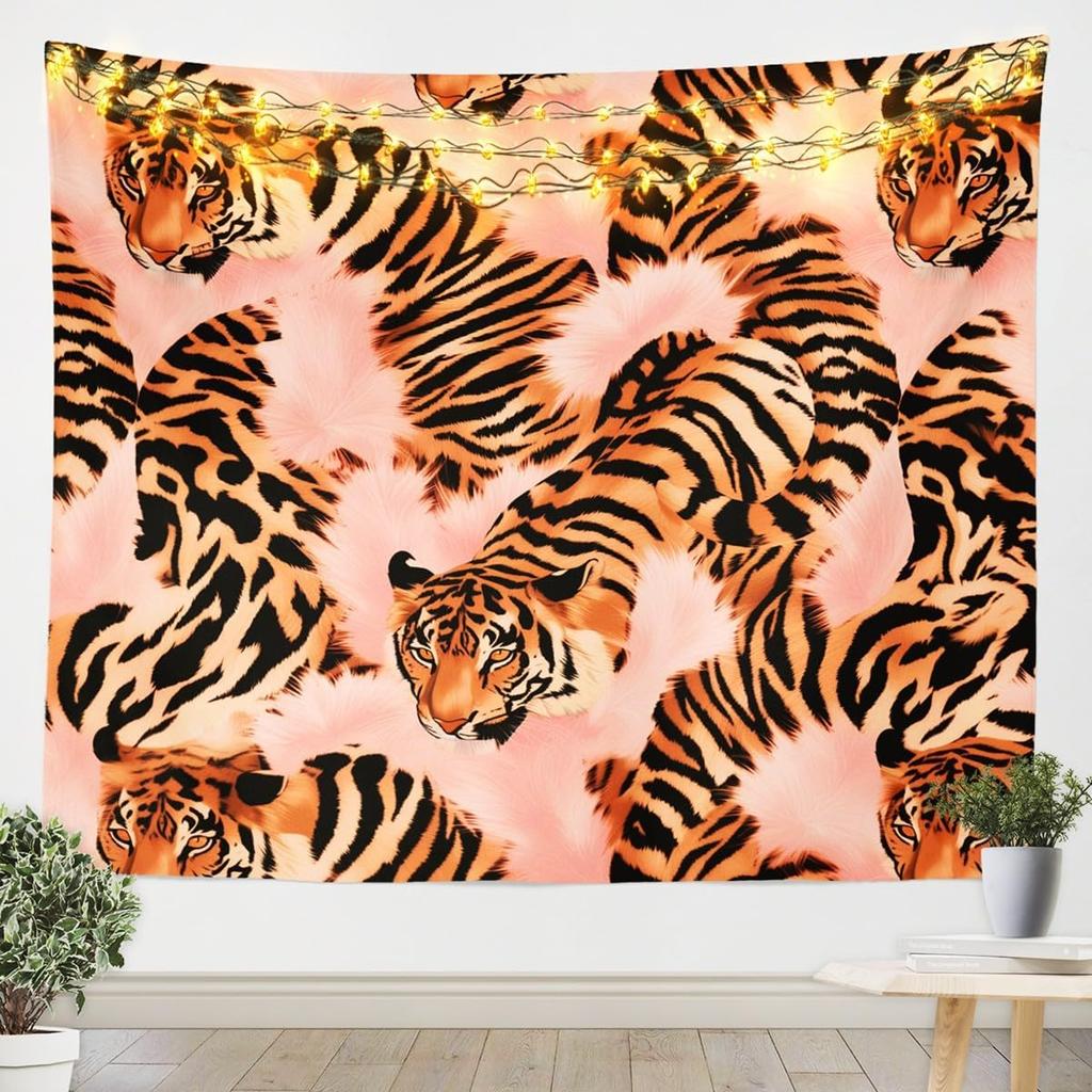 Snake Tapestry Wall Hanging Snake Animal Tapestry For Kids Boys Girls 3D Reptile Wall Tapestry Pink Rose Floral Wall Art For